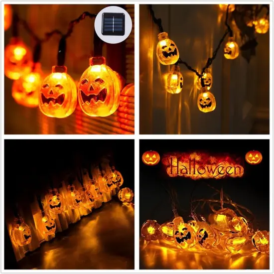 Solar Pumpkin String Lights - 30 LED Pumpkin Lights {3}