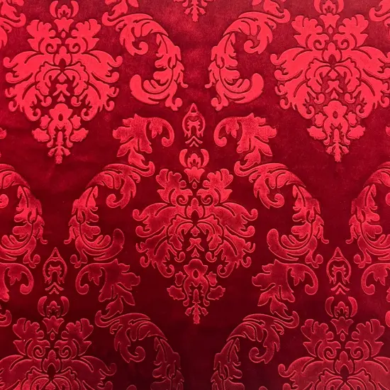 1 Yard Damask Embossed Velvet Fabric for Upholstery Drapery Decor Crafts Costumes Projects 55 Inches Width Red {1}