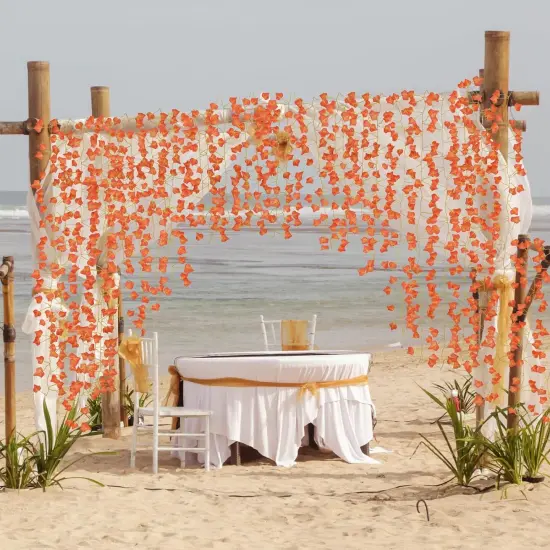 24 Pack Fake Fall Hanging Vines Artificial Fall Ivy Garland(Orange) {5}