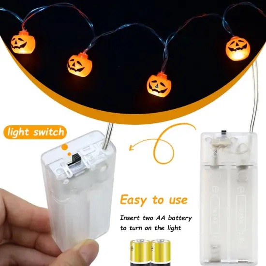 2 Pack Halloween Pumpkin String Lights - 5Ft 10 LED {4}