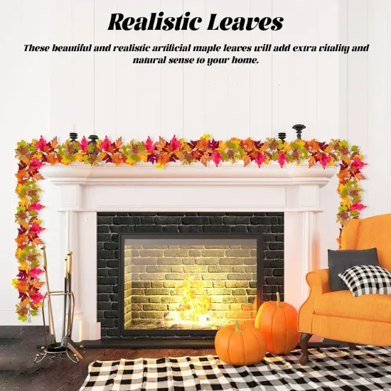 2 PCS Fall Maple Leaves Garland, Artificial Autumn Maple Leaf {2}