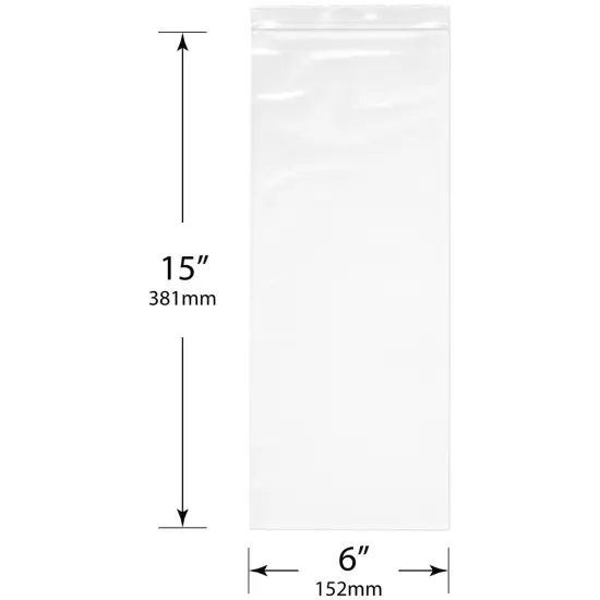 Plymor 6" x 15", 4 Mil Heavy Duty Zipper Reclosable Plastic Bags {3}