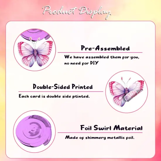 36 Pcs Butterfly Party Decoration Spring Butterfly Hanging Swirl Watercolor Butterfly Hanging Ceiling Swirl forSummer {2}