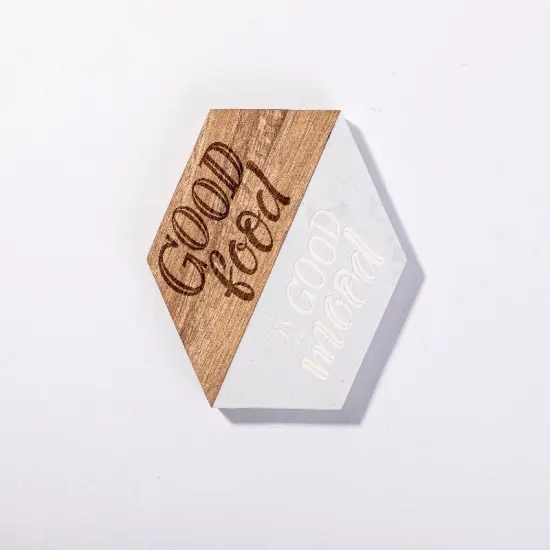 Craft Express 4 Pack Engravable Hexagonal Marble and Wood Coasters &ndash; 4" Laser-Ready {4}