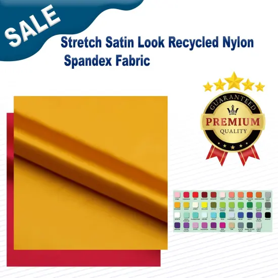 Stretch Satin Look Recycled Nylon Spandex Fabric Champange {2}