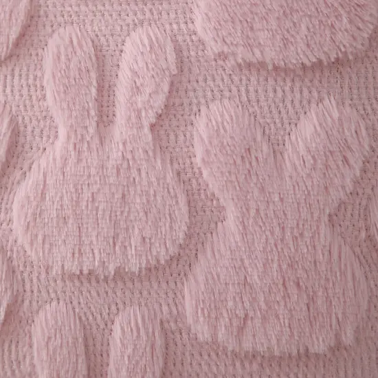 Easter Pillow Covers 18x18 inch Set of 2 Easter Decoration Pink Rabbit Soft Plush Faux Fur Jacquard Throw Pillows {4}