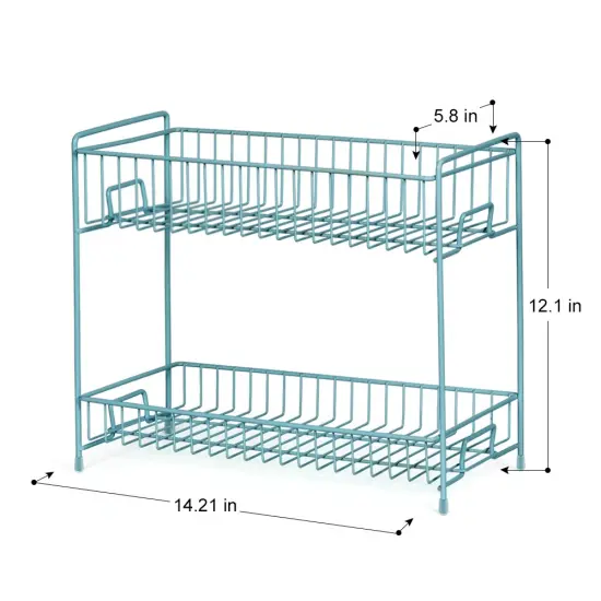 Blue 2-Tier Spice Rack for Countertop, Kitchen Storage Organizer Shelf Counter Shelf Under Sink Cabinet Organizer for Kitchen Bathroom Office {5}