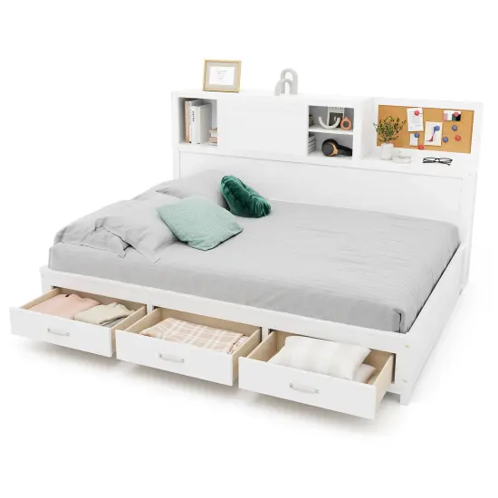 Twin Size Wooden Daybed with 3 Drawers with Storage Shelves {4}