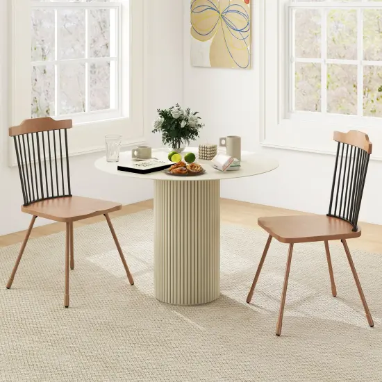 Dining Chair with Spindle Back and Ergonomic Contoured Seat Set of 2-Natural {2}