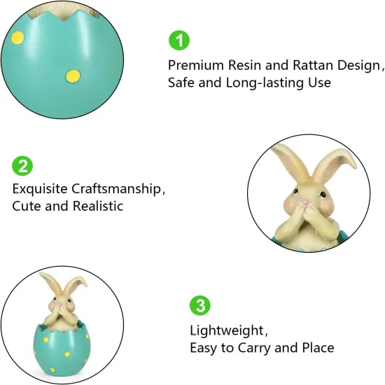 Colorful Eggshell Polyresin Bunny Easter Decor, Table Rabbit Easter Decorations {3}