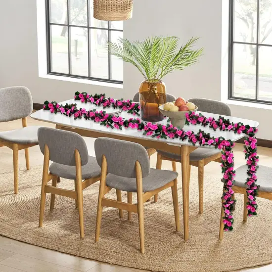 8Pcs 63Ft Fuchsia Rose Garland, Fake Flower Vines, Artificial Vine Flowers, Rose Hanging Garland for Party Wedding, Garden, Room Table, Christmas, Backdrop Wall Arch Decor {1}