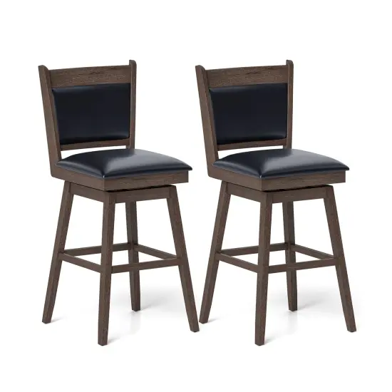 25/29 Inch Padded Bar Stools Set of 2 with Swivel Seat, Footrest, and Comfortable Upholstered Design {1}
