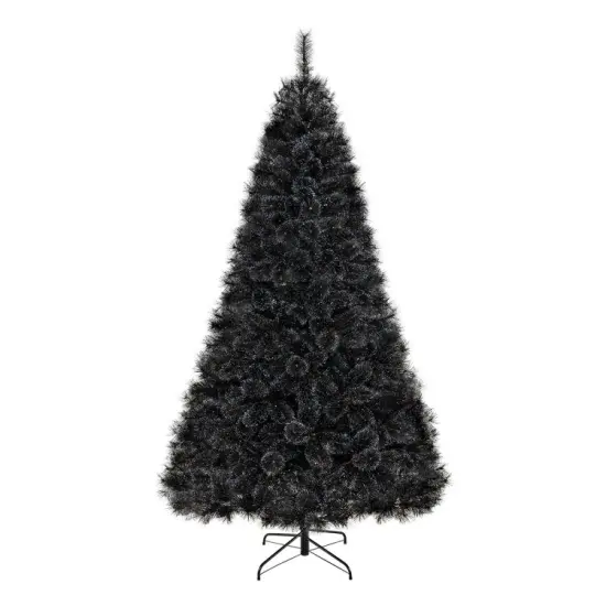 Black Artificial Halloween Christmas Tree with PVC Branch Tips and Cool White LED Lights {1}