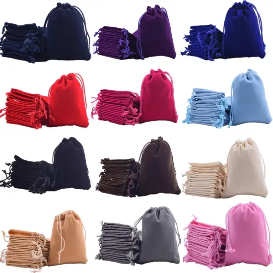 48pcs 12 Colors Mixed Drawstrings Velvet Gift Bags Jewelry Pouches for Wedding Favors, Candy Bags, Party Favors, 4.0x4.8'' {1}
