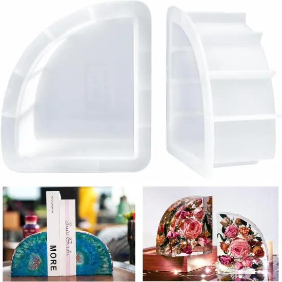 LET'S RESIN Bookends Resin Molds, 1 Pair Geode Book Organize Resin Molds Silicone Large, Crystal Epoxy Resin Molds for Books, Desktop Organizer, Office Home Decoration, Gift {1}