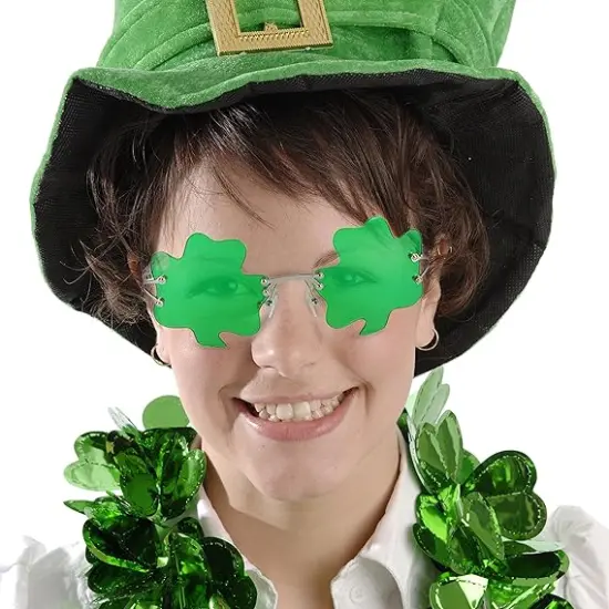 St. Patrick&rsquo;s Day Irish Shamrock Leaves Green Leprechaun Costume Glasses, 1 Pair {5}