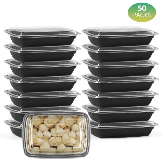 50pcs Extra Thick Leak Proof Meal Prep Containers 28oz Rectangular Disposable Food Storage Boxes, Stackable, Microwave, Dishwasher & Fridge Safe, Perfect for Salads, Snacks & More, Meal Prep Supplies {1}