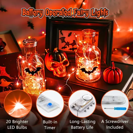6 Pack Orange Fairy Lights - for Halloween Decor {3}