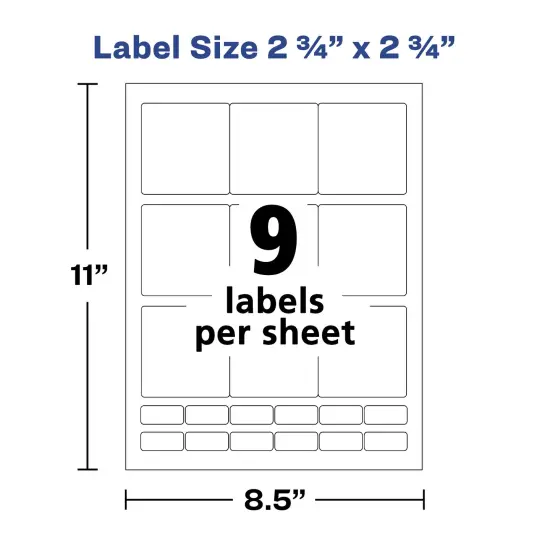 Avery Printable Blank Square Labels, 2.75" x 2.75", Matte White, 630 Customizable Labels (5196) {3}