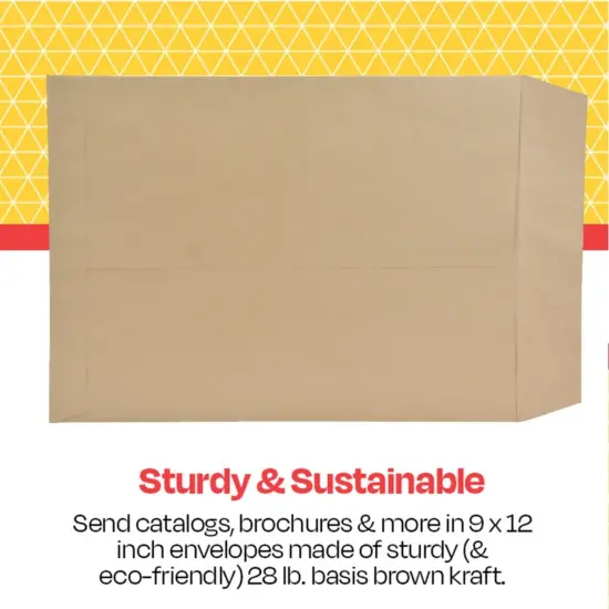 School Smart Natural Kraft Catalog Envelope, 9 x 12 Inches, Kraft Brown, Box of 100 {5}