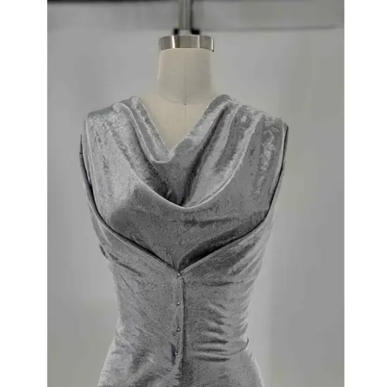 1 Yard Luxury Gray Crushed Velvet Fabric 58/60"Wide, 100% Polyester Panne Velour for Apparel & Costumes {2}