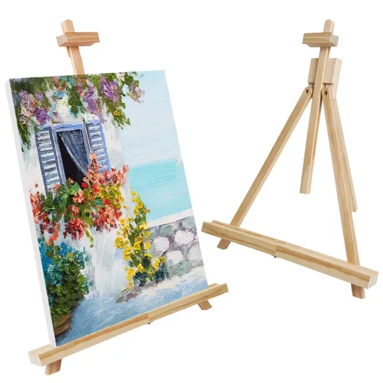 25'' Folding Wooden Tabletop Easel for Painting, Hold Canvas up to 23 Inches, Portable A-Frame Artist Desktop Painting Stand, Photo Picture Sign Holder {1}