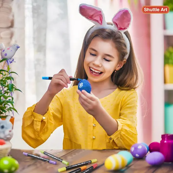 28 Metallic Colors Dual Tip Acrylic Paint Markers, Brush Tip and Fine Tip Acrylic Paint Pens for Rock Painting, Ceramic, Wood, Canvas, Plastic, Glass, Stone, Calligraphy, Card Making, DIY Crafts {4}