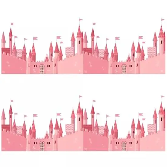 Pink Castle Edible Image cake border 2 Strips per sheet 3.5x10.5 inchs {1}