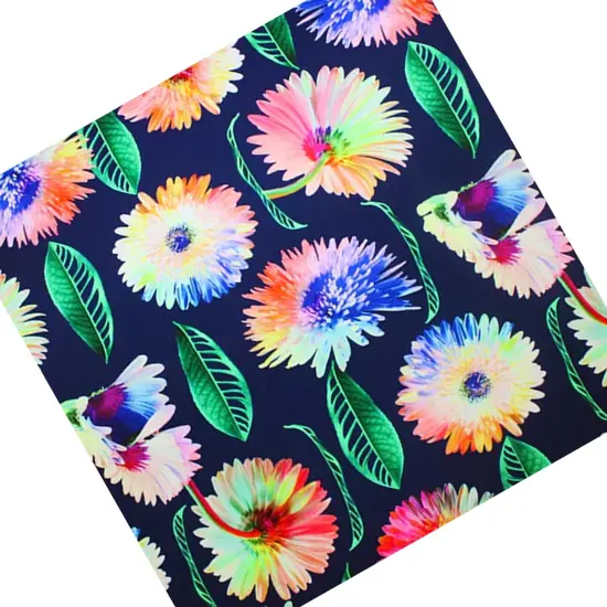 Rainbow Daisy Printed Spandex Fabric {5}