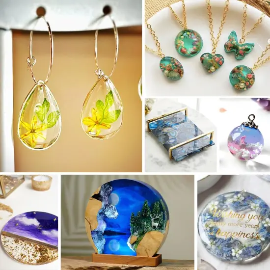 Honcaring Epoxy Resin 16OZ, Epoxy Resin for Beginner, Clear Resin Epoxy for Crafts, DIY Jewelry Making, Mixing Ratio 1:1, Less Bubble & No Yellowing(8OZ&times;2) {2}