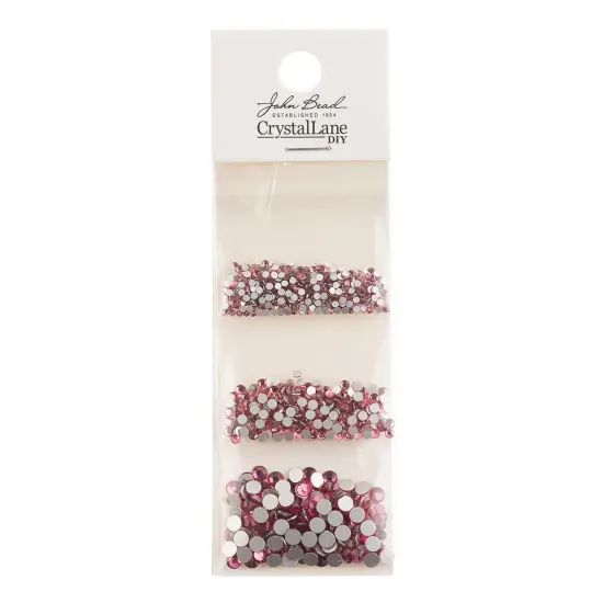 Crystal Lane DIY Combo Glass Flatback Rhinestones SS3 / SS6 / SS12 Light Rose {3}