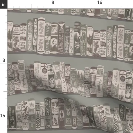 Various Fabrics by the Yard or Fat Quarter Rustic Monochrome Books Woods Reading Gray Green Classic Literature Custom Printed Fabric by Spoonflower {2}