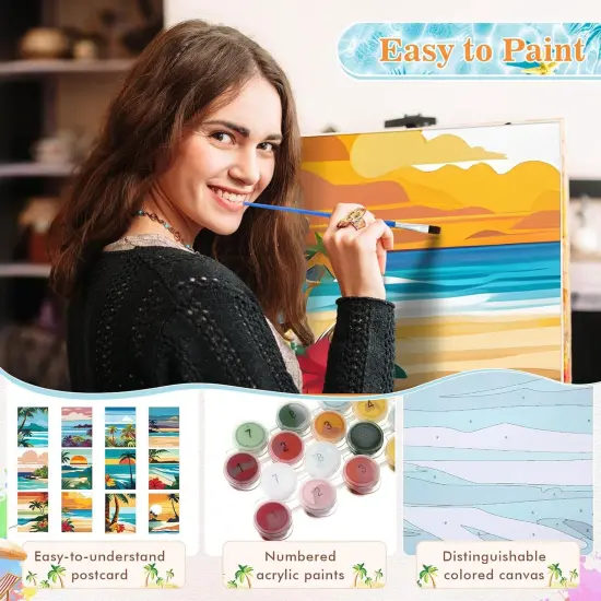 9 X12 Inch 12 Pack Paint by Number Kits Drawing Paintwork on Canvas Without Frame for Home Decor {4}