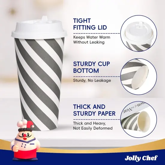 100 Pack 20 oz Disposable Coffee Cup with Lids {3}