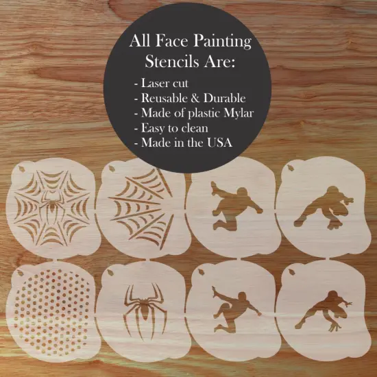 Comic Book Spider Face Painting Stencil Set | Perfect for Face Painting, Temporary Tattoos, Birthday Party | Designer Stencils | {2}