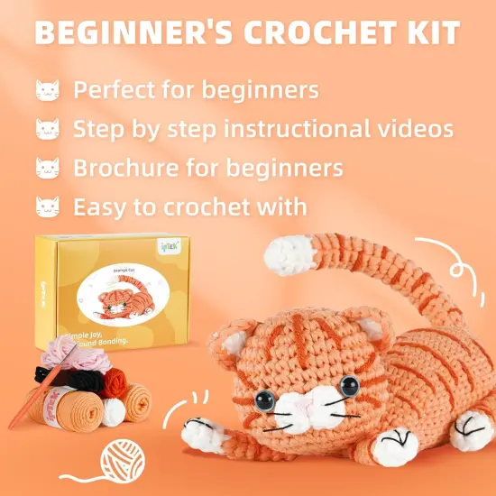 Crochet Kit for Beginners (1 Pack Orange cat) {5}