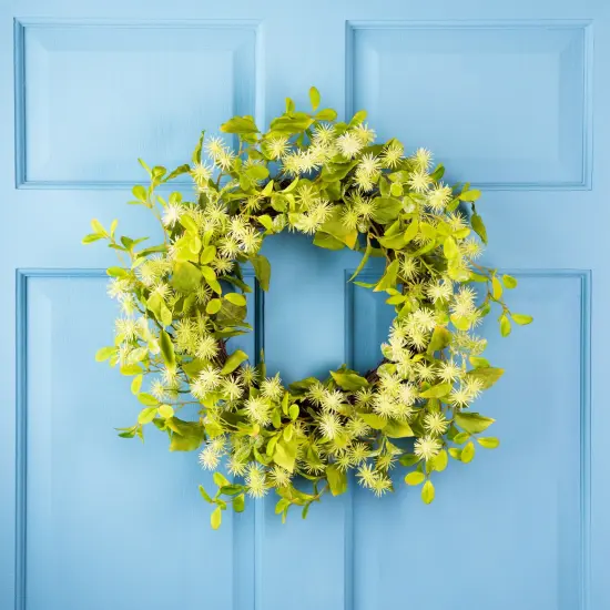 Northlight Jujube Floral and Foliage Artificial Springtime Wreath - 18" Green {1}