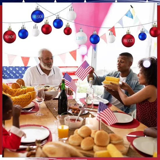 30 Pcs 4th of July Patriotic Ball Ornaments (Patriotic Copywriting Style) {3}