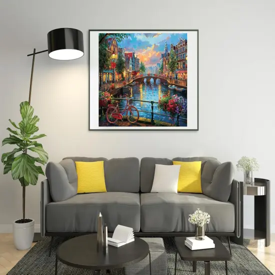 14ct Counted Stamped Cross Stitch Kits for Adults City Printed Cross Stitch Patterns {3}