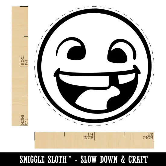Smiling Face with Missing Tooth Dentist Teeth Self-Inking Rubber Stamp Crafting Sky Blue {1}