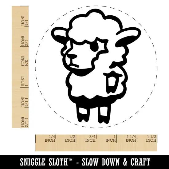 Cartoon Standing Lamb Sheep Wool Self-Inking Rubber Stamp Crafting Planners Red {1}