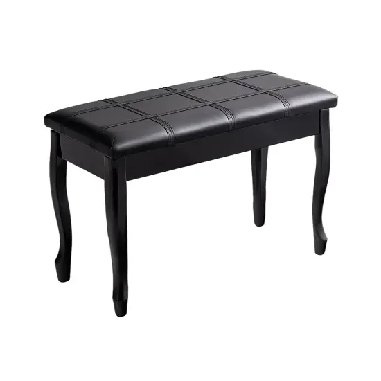 Solid Wood PU Leather Piano Bench with Storage Brown {8}