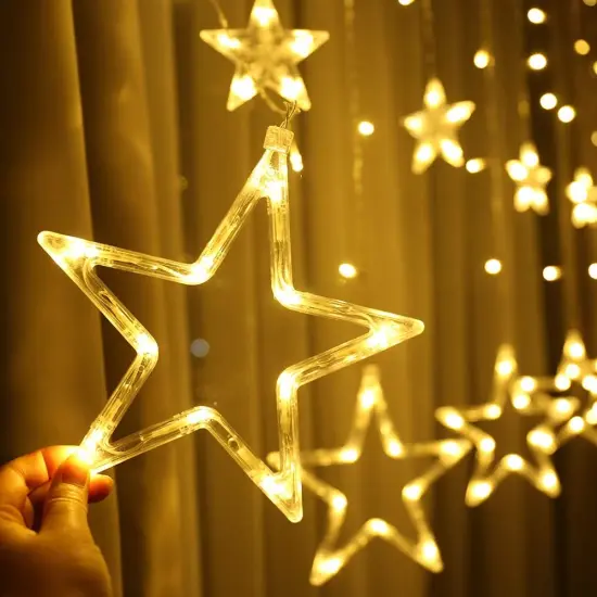 Perfect Holiday 138 LED Star Curtain Light Warm white {1}