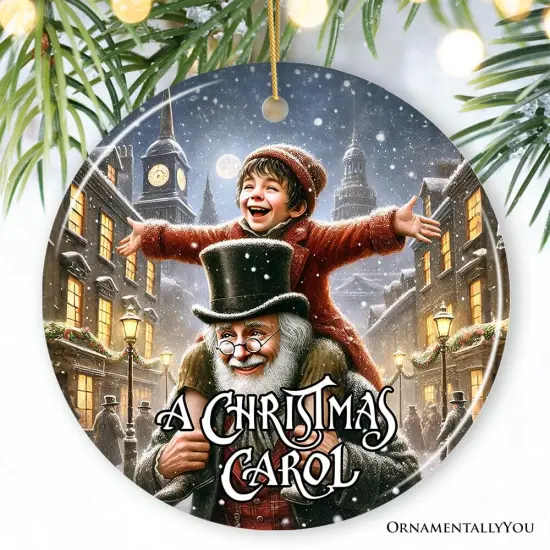 Scrooge and Tiny Tim Ornament, A Christmas Carol Victorian Gift and Tree Decor {1}