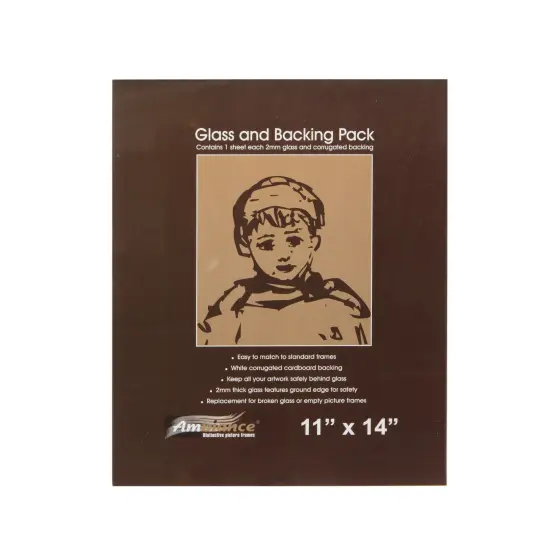 Ambiance Picture Frame Glass & Backing Replacement Inserts - Assorted Sizes - 2mm Thick Smooth Ground Edge Glass & White Corrugated Cardboard Backing - Single Item {1}