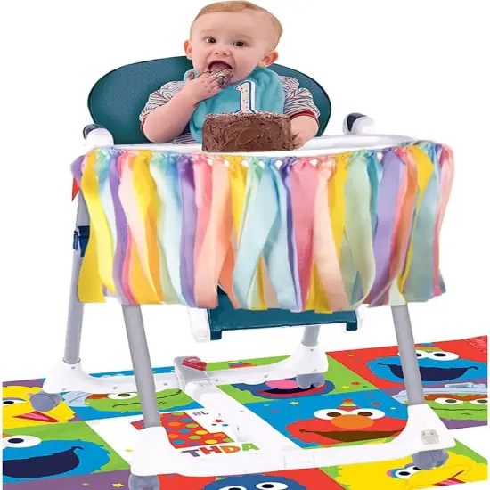 Pastel Rainbow Ribbon Tassel Garland Colorful Fabric Banner Hanging Patry Decoration Backdrop for Baby Shower, Highchair, Birthday Macron Banner Backdrop Decor 40 Inches(L) X 14 Inches(W) {4}