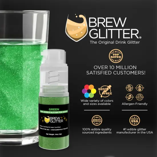 Brew Glitter - Green Edible Drink Glitter (4g, Mini Spray Pump) for Beer, Cocktails and Beverages {3}