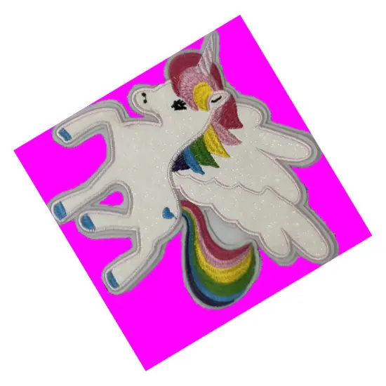 Unicorn Patch 6" x 6" Iron-On Embroidery with Glitter {3}
