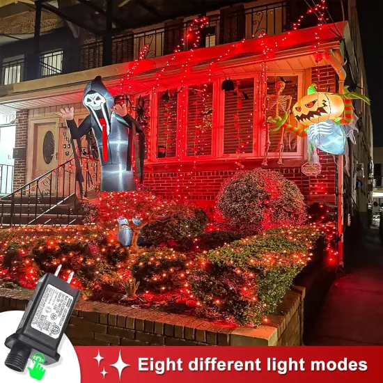 120 LED Red String Lights Outdoor Waterproof, 40ft Red Christmas Lights 8 Modes Clear Wire, Plug in Twinkle Fairy String Lights for Bedroom Christmas Decorations {3}