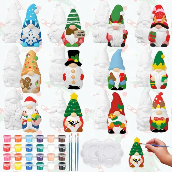 12 Sets Ceramic to Paint Winter Christmas Ready to Paint Your Own Ceramic DIY Paintable Figurine {6}